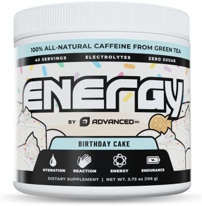 Advanced Energy Energy Boosting Formula with Electrolytes for Hydration - L-Theanine to Combat Jitters - Sugar Free & Keto Friendly - No Maltodextrin (40 Servings) (Birthday Cake)