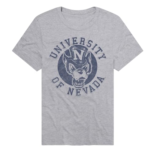 University of Nevada, Reno Wolf Pack Classic Retro Stamp Logo Official NCAA Classic Ring-Spun T-Shirt Unisex for Men & Women, Athletic Heather, X-Large