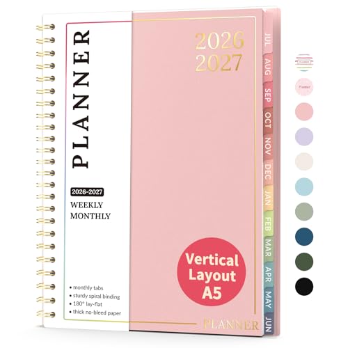 Teacher Planner 2026-2027, Forvencer Academic Planner 2026-2027, Jul 2026 - Jun 2027, 6.3" x 8.5", Weekly & Monthly Planning Book with 7 Periods, School Agenda for Teacher Student Homeschool, A5,Pink