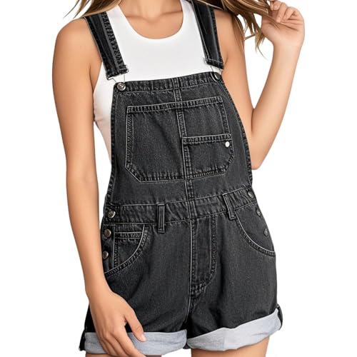 Listado de Petos para Mujer para comprar online. 27 Overol de mezclilla para mujer, Mono corto vaquero informal con tirantes para mujer,Peto Short de Mezclilla Stretch para Mujer (MX/US, Alfa, Mediano, Regular, Regular, Negro)