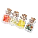  4 Sätze 1:12 Puppenhaus Glas Vorratsdose mit Holzdeckel Frucht-Scheiben