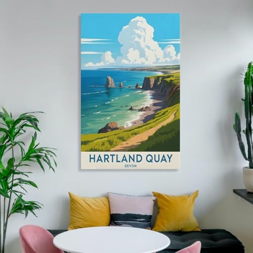Poster vintage voyage Hartland Devon impression toile déco chambre - 6