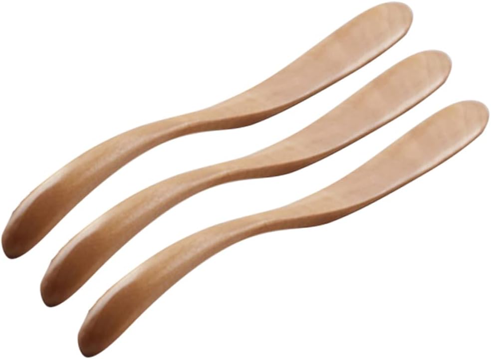 3Pcs Wooden Butter Cutter Spreader, Cream Cheese Jam Knife for Baking