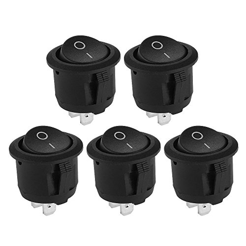 NiceButy – Juego de 5 interruptores de 2 pines 12 (4) A 250 V T90/55 para coche electrónico, interruptor bidireccional de balancín redondo, color negro