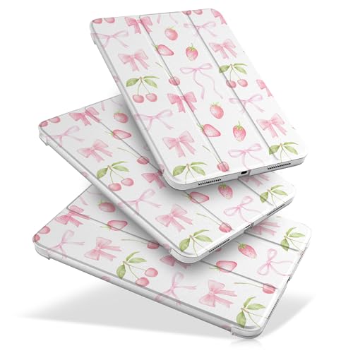 DONGKE for iPad 11th Generation Case 11 Inch 2025 (A16 Chip) & iPad 10th Generation 10.9 Inch 2022, Slim Foldable Stand Hard PC Translucent Back Shell Smart Cover - [Auto Wake/Sleep] - Cherries by DONGKE - Image 9