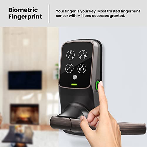 Lockly Secure Plus, Bluetooth Smart Lock, Keyless Entry Door Lock, Pin Genie® Keypad, 3D Biometric Fingerprint Sensor, Auto Lock - Venetian Bronze (Pgd628Fvb) - Latch Edition #TOP1