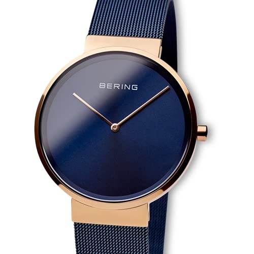 Bering Unisex Analog Quartz Classic Collection Watch With Stainless Steel Strap & Sapphire Crystal, Blue/Rose Gold, 7020-6Smd-39Mm, 39 Mm #TOP24
