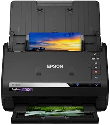 EPSON FastFoto FF-680W | Escáner de Fotos y Documentos - 600 DPI, 30 Fotos en 30 Segundos, Alimentador Automático, Restauración de Color, WiFi, Cloud Upload | Color Negro