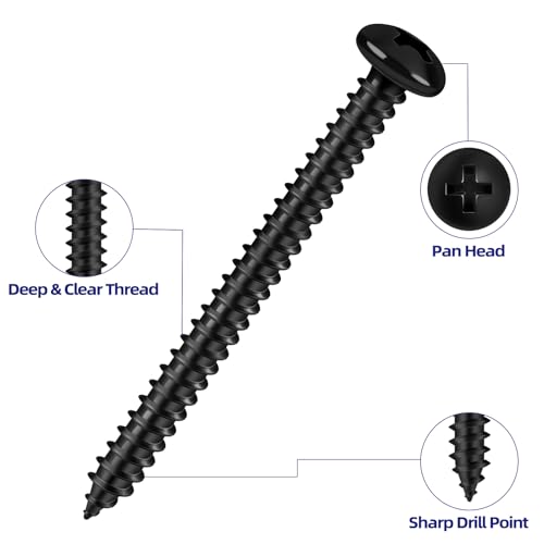 Etauwe 200 PCS #4 x 1 Pan Head Self Tapping Screws, Black Phillips Sheet Metal Wood Screw, 304 Stainless Steel 18-8, Screwdriver Bit Included by Etauwe - Used condition - Image 5