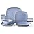 AmorArc Ceramic Dinnerware Sets for 4, 12 Pieces Square Handpainted Plates and Bowls Set, Chip and Scratch Resistant Stoneware Dishes Set, Dishwasher & Microwave Safe, Reactive Blue