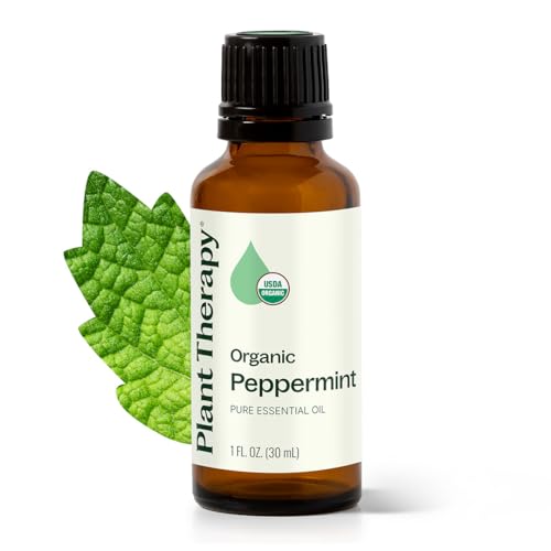 Plant Therapy Organic Peppermint Essential Oil 30 mL (1 oz) 100% Pure, Undiluted, USDA Certified Organic Aromatherapy, for Neck Tension and Muscle Discomfort