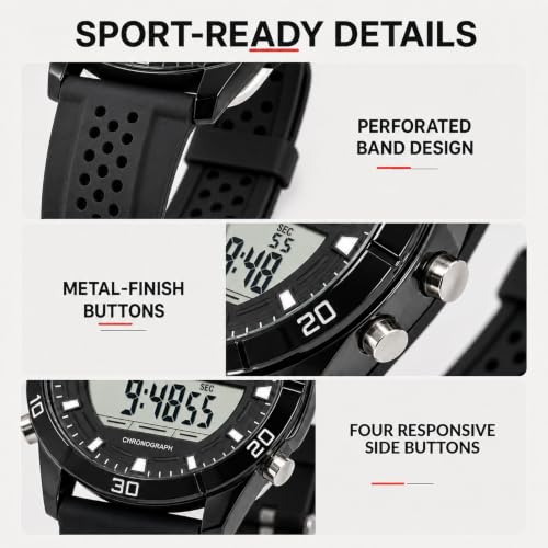 YSJZFDC Men's 50mm Digital Sport Watch, EL Backlight, Black/Black by YSJZFDC - Used condition - Image 7