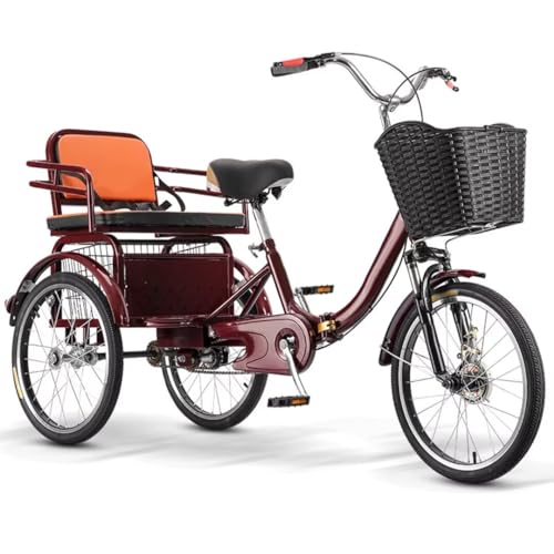 Triciclo plegable para adultos, 3 ruedas, rojo vino miniatura 1