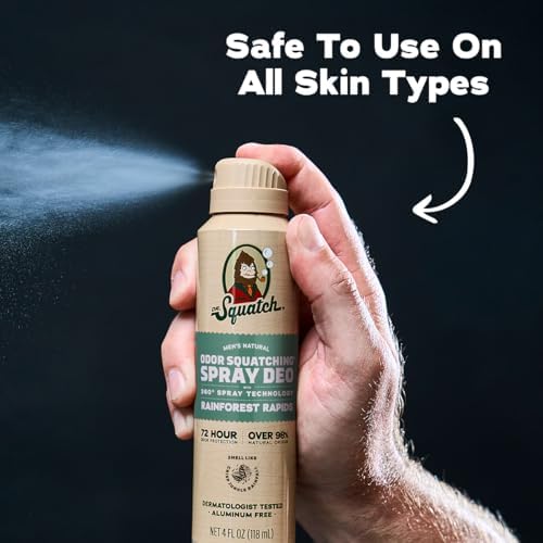 Dr. Squatch Spray Deodorant for Men - Quick Dry, No Stains - Aluminum Free + Dermatologically Tested for All Skin Types - Fresh Falls + Rainforest Rapids (4 oz, 2-Pack) — view 4