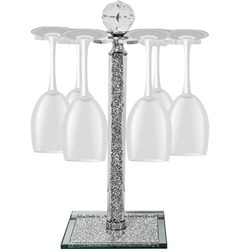 HMRCYTE Wine Glass Holder Countertop, 14" H Silver Wine Glass Goblet Holder