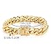 18K gold men's Cuban fashion dragon buckle 12mm wide bracelet, hip-hop trend bracelet, men's tennis gift (18K Gold, 7.5 inch)