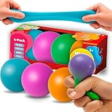 Playbees Pull, Stretch & Squeeze Stress Balls – 4 Balls – Elastic Sensory Balls for Stress & Anxiety Relief – Calming Fidgets for Kids & Adults – Assorted Color Balls for Autism, ADHD & Classroom Use