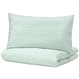 IKEA KASKADGRAN White/Light Turquoise Twin Duvet Cover and Pillowcase