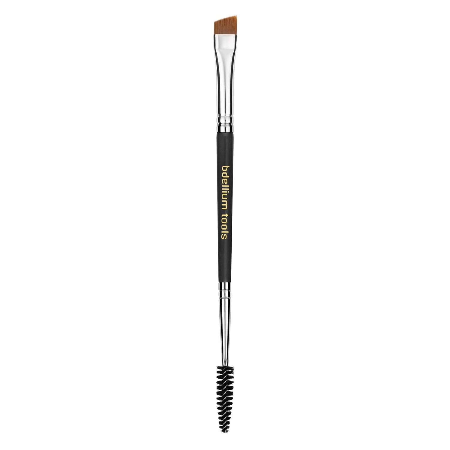 Bdellium Tools Professional Makeup Brush - Maestro Series 736 Double-ended Angled Definer/Spoolie - With All-Vegan Synthetic Fibers, For Polished, Well-groomed Lashes and Brows (Black, 1pc)