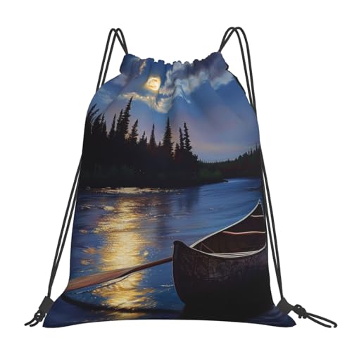 Northern Lights Canvas Drawstring Gym & Beach Bag