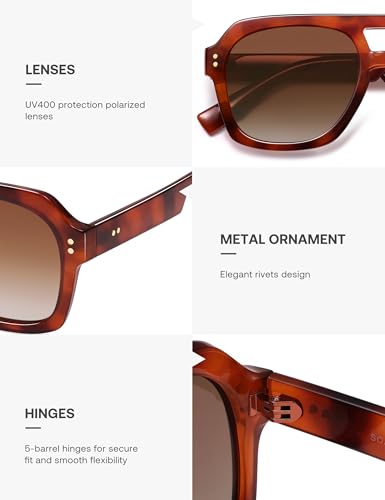 Image of SOJOS Retro Thick Polarized Aviator Sunglasses for Women Men, Large Trendy Bold Square Pilot Shades SJ2385