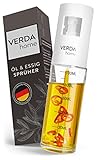 [NEU] Essig und Ölsprüher mit 110ml - Ideal für Heißluftfritteuse, Grill, Kochen uvm - Extra starke Zerstäubung perfekt für alle Öle und Essig - Lebensmittelechter Ölsprüher für Speiseöl