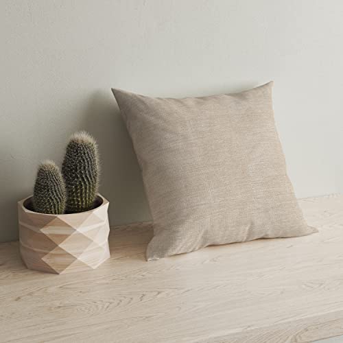 Encasa Homes Chenille Throw Pillow Covers 2 Pcs Set - Sand- 18 X 18 Inch / 45 X 45 Cm Textured Solid Colour, Soft & Smooth, Square Accent Decorative Cushion For Couch, Sofa, Chair & Bed #TOP4