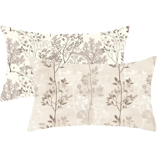 Cuscini per Divano Esterno Giardino Grigio Cuscino 40x60 Set di 2 Pianta Cuscini Decorativi Moderno Rettangolo Velluto Copricuscini Divano per Giardino Balcone Decorazioni Autunnali, Regalo Donna,J229