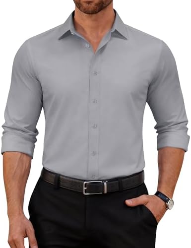 siliteelon Hemd Herren Langarm Bügelfrei Businesshemd für Männer Baumwolle Business Anzughemd Formeller Hochzeit Büro ohne Tasche
