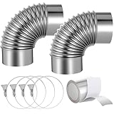 VEVOR 2 Pack Dryer Vent Elbow, 90 Degree Hose Connector Kit for 4 Inch Duct, Stainless Steel Vent Elbows with 4 Clamps and Aluminum Foil Tape, for HVAC Ducts, Pipes, and Ductworks at Tight Space