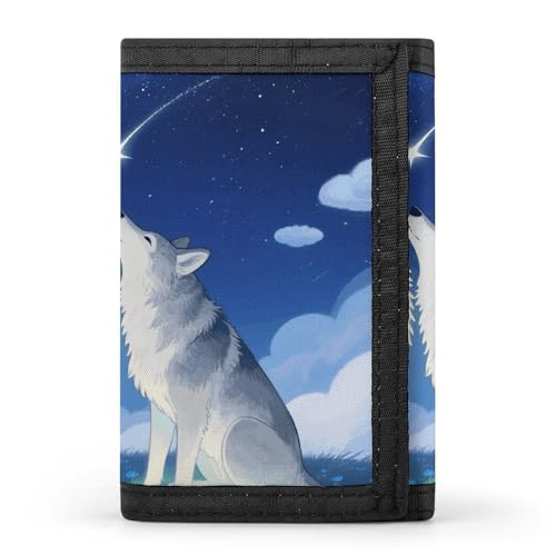 Anceky Tri-Fold Wallet with 8 Card Slots & Money Clip - Wolf in The Dark Slim Compact Wallet for Men & Women