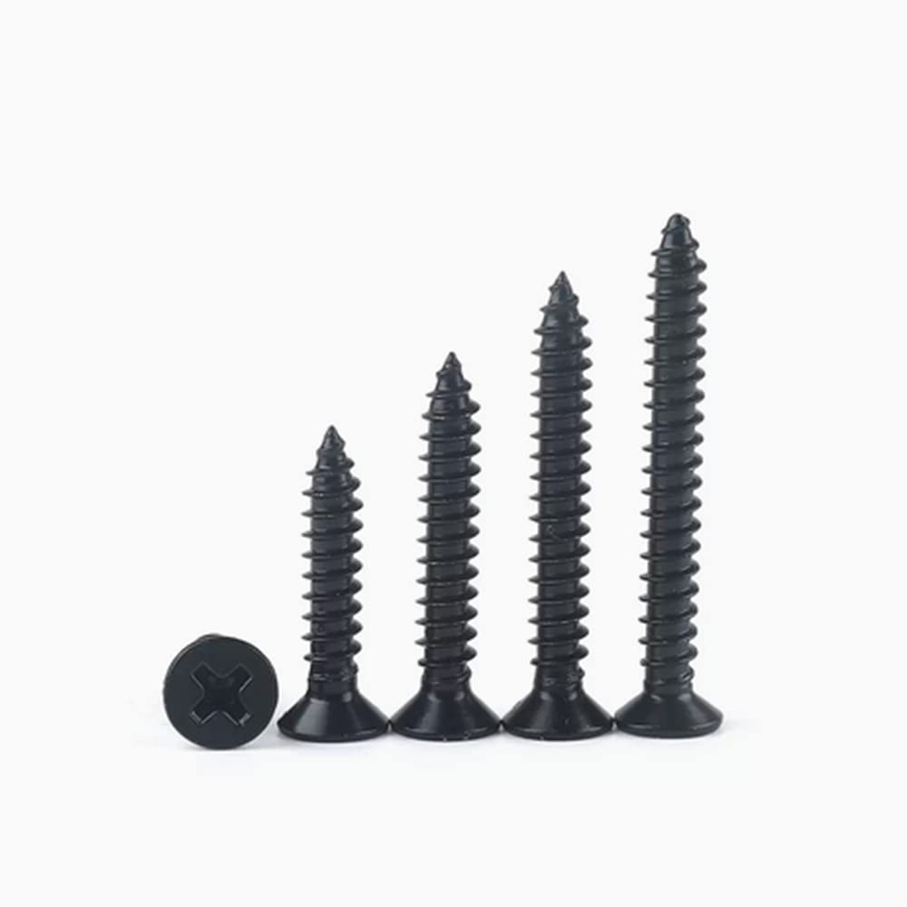 Black 304 Stainless Steel M1.7 M2 M3 M4 Phillips Countersunk Self Tapping Screws (M3.5 x 25mm,100)