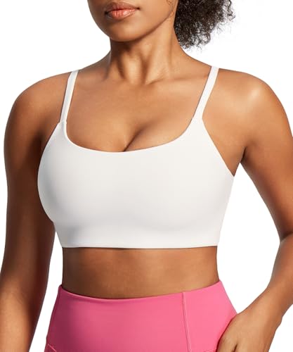 IUGA Sports Bras for Women Large Bust Sports Bras with Molded Cups Wireless Push Up High Impact Workout Yoga Gym Top White
