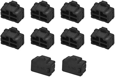 sourcing map 10pcs RJ45 Silicone Protectors Ethernet Hub Port Anti Dust Cap Cover 12mmx8.3mm Black