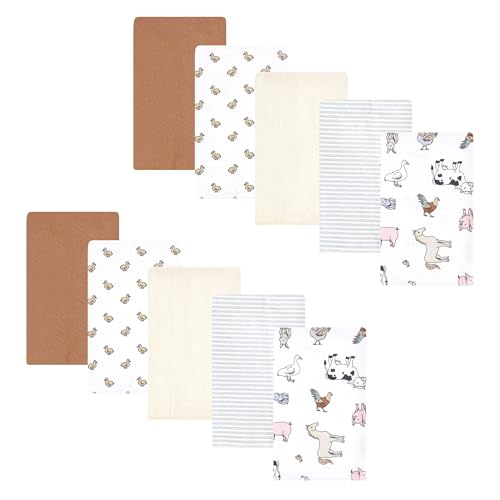 Image of Hudson Baby Unisex Baby Flannel Burp Cloth 10pk, Farm World, One Size