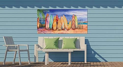 Orange and Blue Surfs Up Outdoor Canvas Rectangular Wall Art Decor 24" x 48"