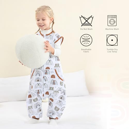 Image of WONDAY Toddler Sleep Sack with Feet, 1.0 Tog Lightweight Sleeping Sacks for Walking with Legs,2T 3T