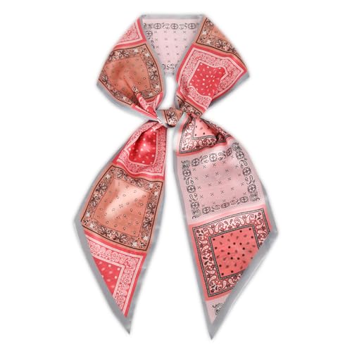 Relang Satin Scarf Mulberry Silk Printed Head Wrap Hair Band 7"" x 59"" Apricot Flowers