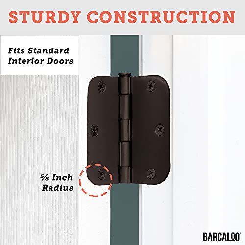 Barcaloo 12 Pack Of Door Hinges Oil Rubbed Bronze - 3.5 X 3.5 Inch Interior Hinges For Doors With 5/8" Radius Corners #TOP1