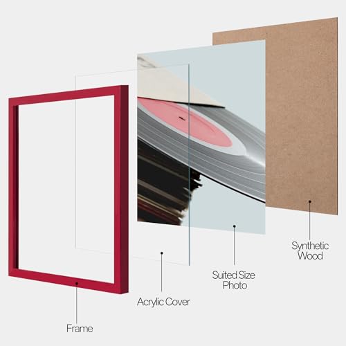 eletecpro Vinyl Record Frame, 12.5 x 12.5 in, Dark Red, 4 Pack by eletecpro - Used condition - Image 2