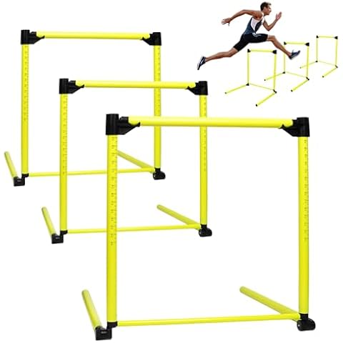 ZSHIGANMA 3 Pack Adjustable Height Hurdles Training Equipment, Agility Speed Jumping Training Equipment for Basketball Soccer Football Dogs, Indoor & Outdoor, Detachable Hurdles Track and Field(Green) Cover