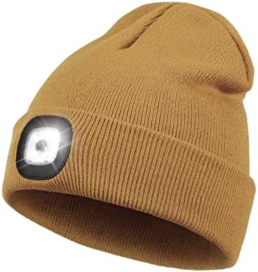 Rechargeable LED Lighted Beanie, Perfect Dad Gifts in Christmas, Stocking Fillers Cap with Light Hands Free Head Torch Unisex Winter Warm Knit Beanie