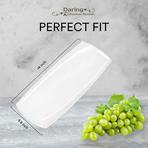 Season Story Daring Large White Rectangular Serving Platters (Set Of 2) - Premium Porcelain Platter (14 Inch) Restaurant Serveware Plates For Sushi Dishes, Party Dish, Dessert Tray, Rectangle – Wow #TOP1