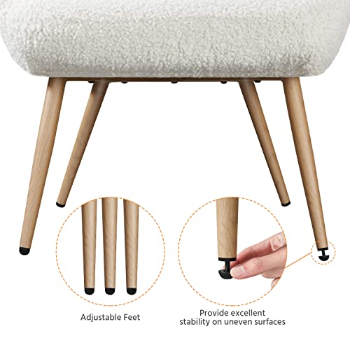 Yaheetech Boucle Fabric Accent Chair, Sherpa Furry Casual Chair With High Back And Soft Padded Suitable For Winter, Modern Fuzzy Sherpa Chair, Cozy Armchair For Living Room Bedroom Study, White #TOP6