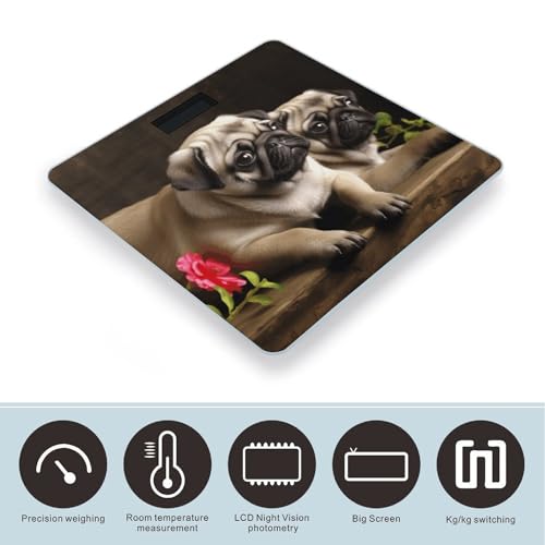 Báscula digital de baño Puppys Pug para peso corporal miniatura 3