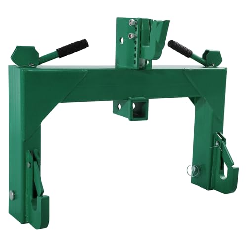Heavy-Duty Category 1 3-Point Quick Hitch, 3000 LBS Lift Capacity Tractor Implement Adapter for Category 1 & 2 Tractors with Adjustable Top Hook, Gree