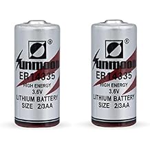 2 Pack ER14335 2/3AA 3.6V 1650mAh Primary Lithium Battery for Smoke Alarm Smart Meters Temperature Monitors Flashlight