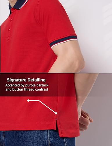 Image of Symbol Premium Men's 100% Cotton Solid Polo T-Shirt - Regular Fit | Pique Knit