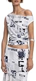 Senza maniche Desigual TS_Breaking News, 1000 White, M