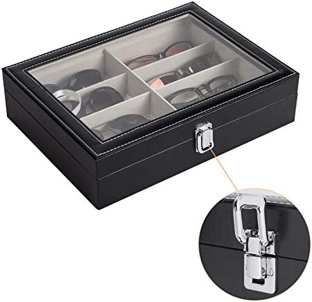 CO-Z Leatherette Sunglasses Eyeglasses Eyewear Box Glasses Organizer Display Storage Case (8 compartments)